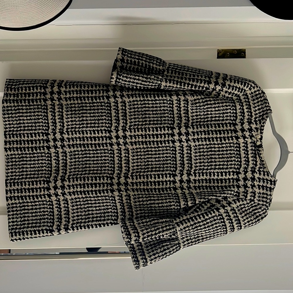 Tweed like check pattern, 3/4 sleeve business/work dress with some style